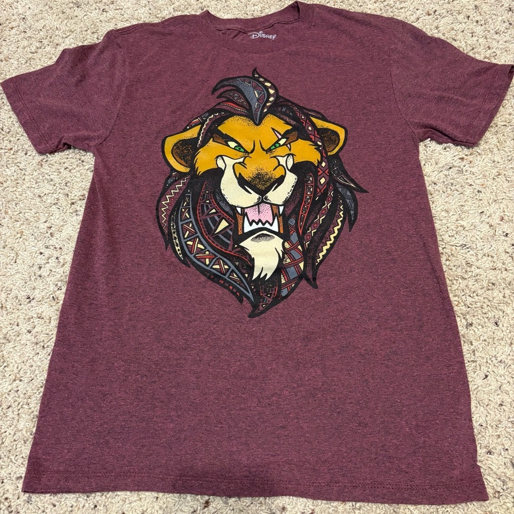 Disney Maroon Graphic Scar from Lion King T-Shirt for Men
